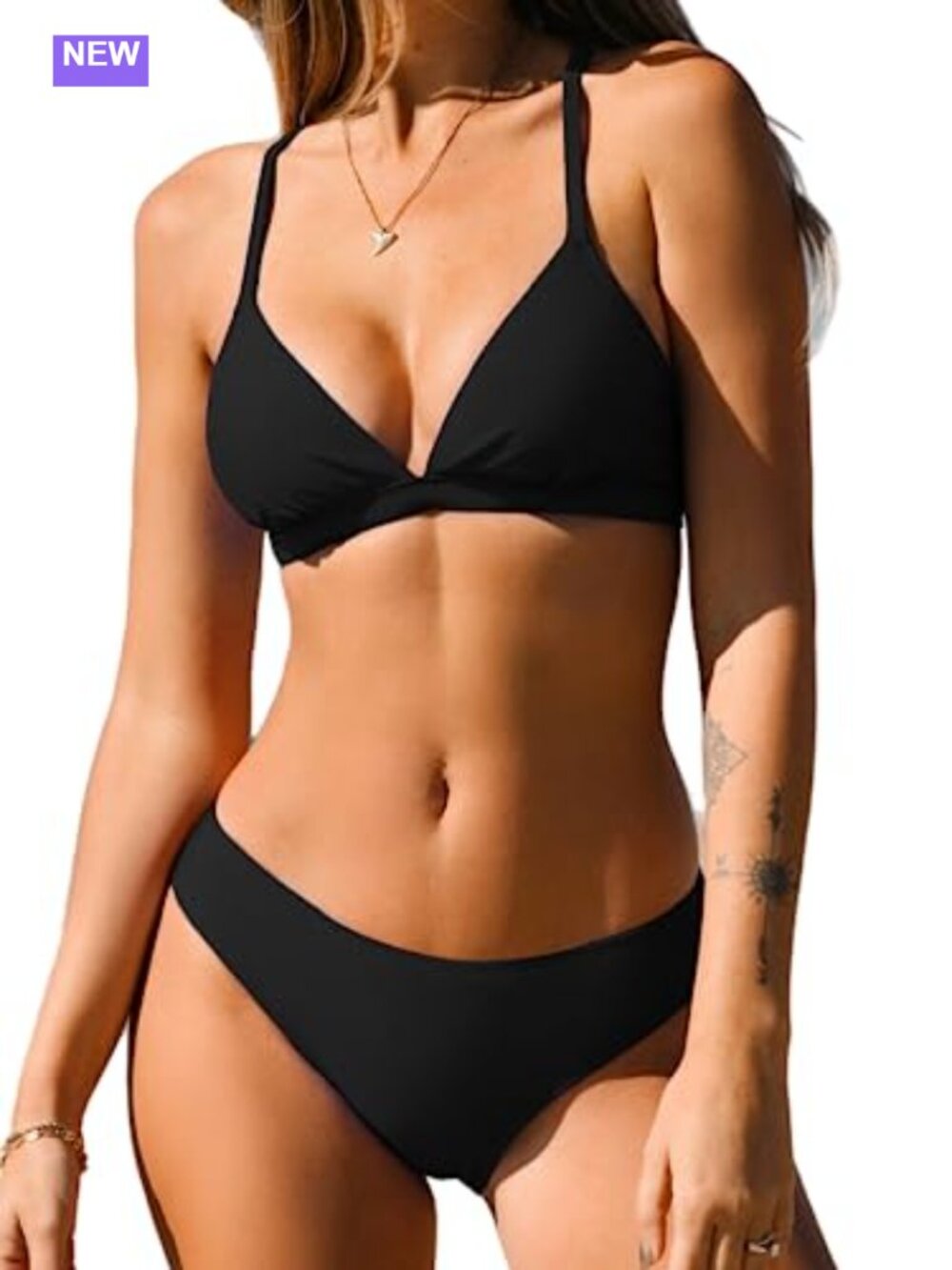 CUPSHE Women's Triangle Bikini Set V Neck Two Piece Swimsuit Crossback